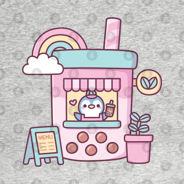 Cute Penguin Running A Bubble Tea Cafe by rustydoodle